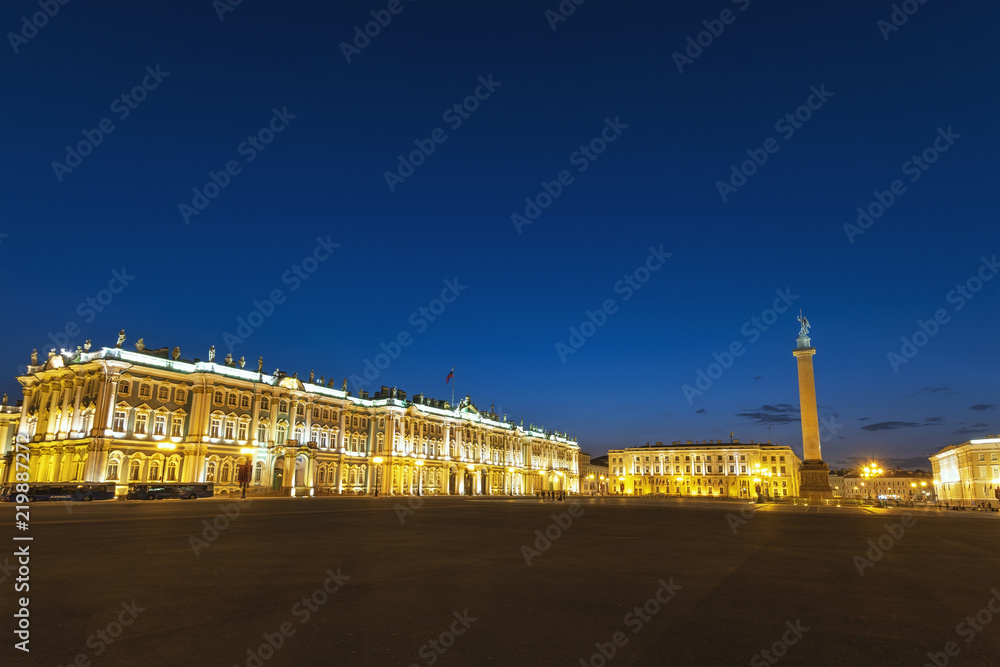 Saint Petersburg night city skyline at Palace Square, Saint Petersburg Russia