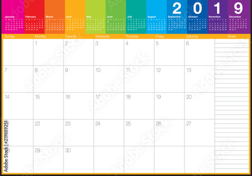 April 2019 desk calendar vector illustration