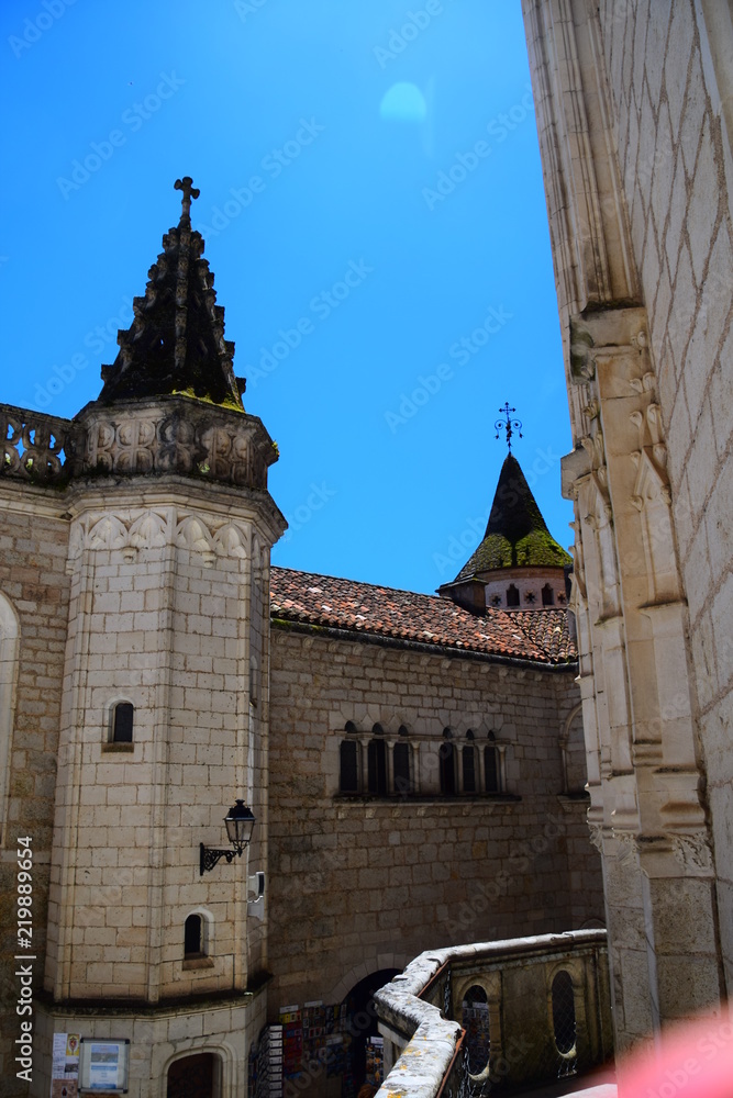 The cloister and church of Eglise Saint-Pierre in the medieval village of Rocamadour in the Lot Department of France