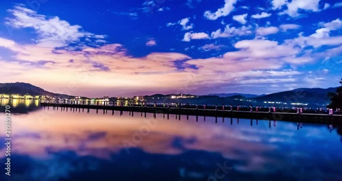 Wallpaper Mural sunrise timelapse XuanZang Temple Wharf at Sun Moon Lake  taiwan Torontodigital.ca