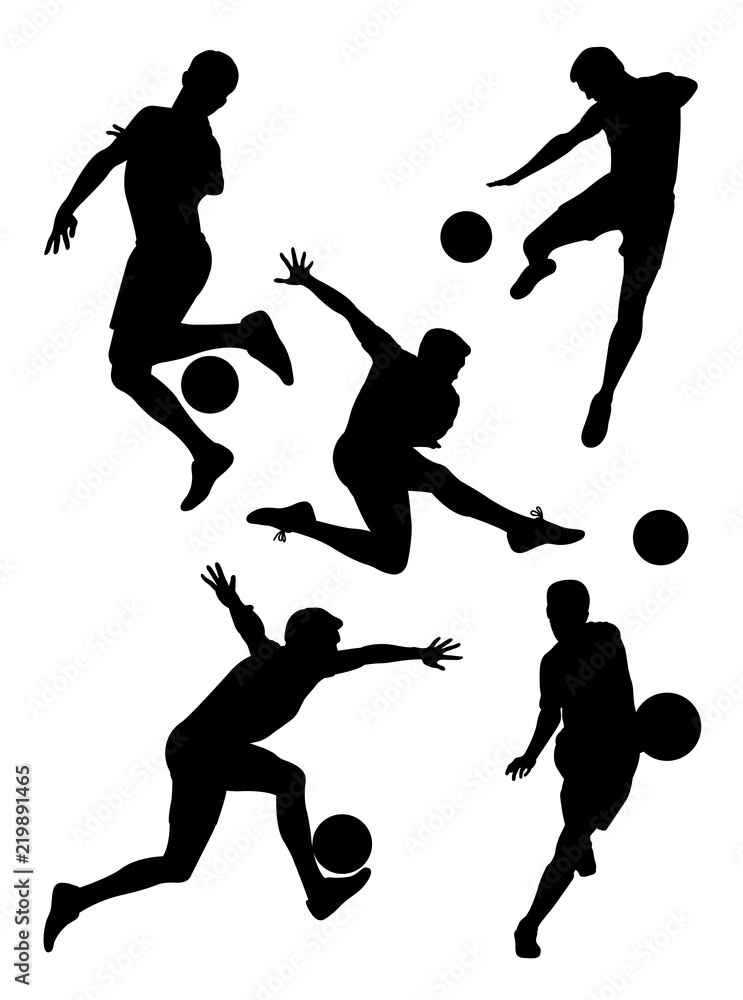 Soccer player silhouette 03. Good use for symbol, logo, web icon, mascot, sign, or any design you want.