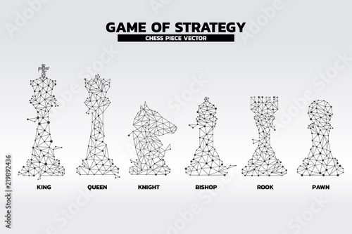 low polygon dot connected line of chess piece vector. icon for planning and strategy thinking