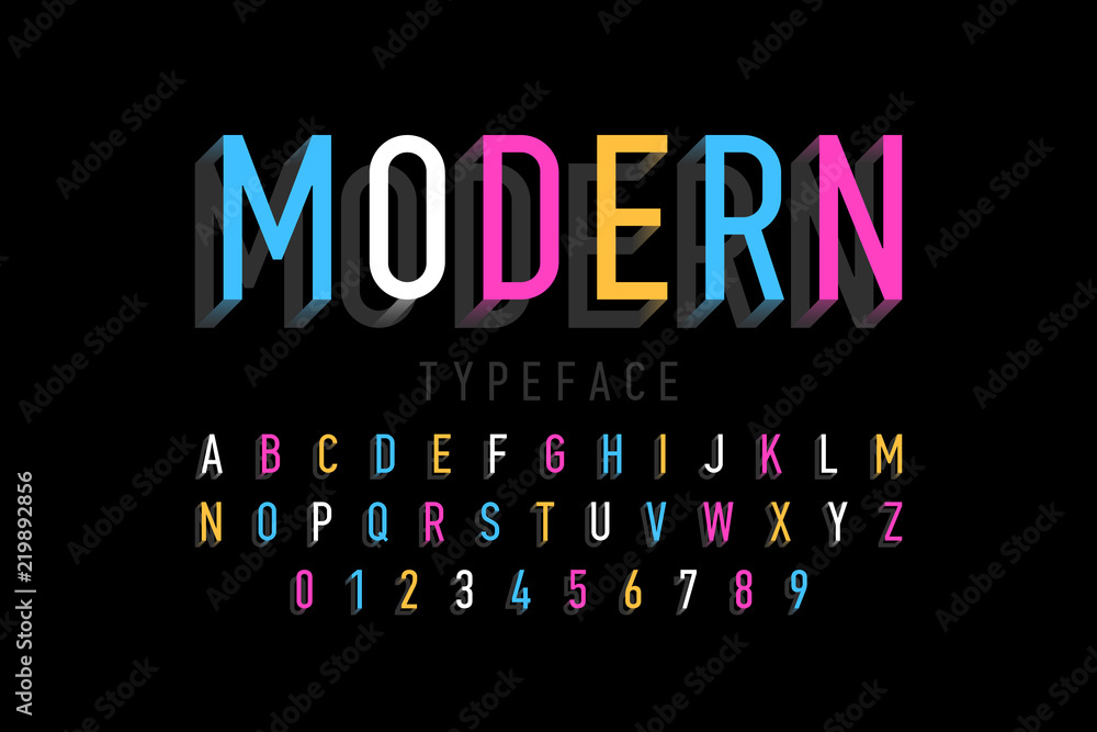 Naklejka Modern font design, alphabet letters and numbers