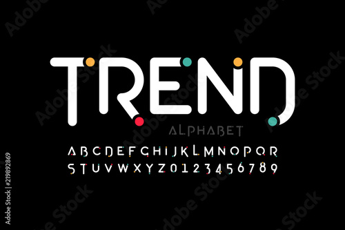 Plakat Modern font design, trendy alphabet letters and numbers