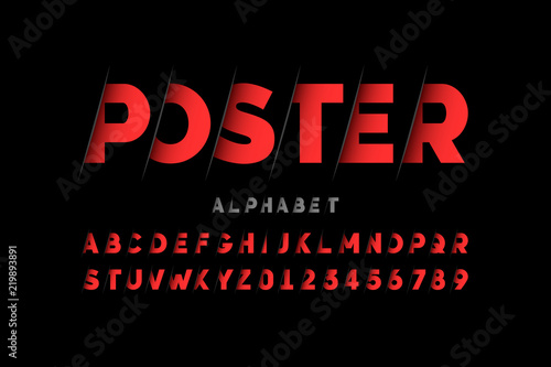 Stylized font design  alphabet letters and numbers