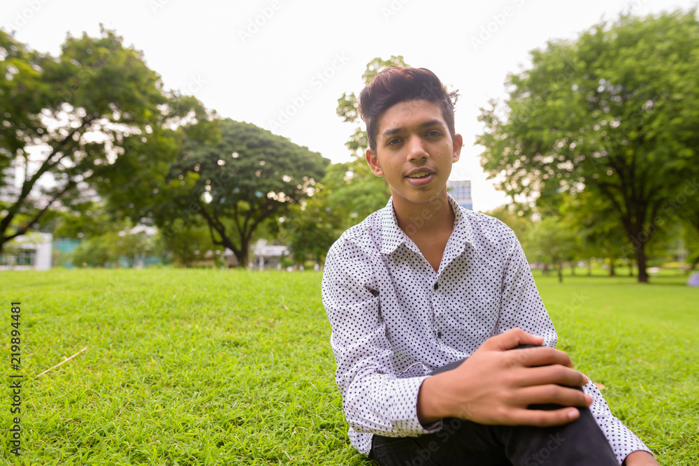 Profile of a Teenage Indian Boy Looking at outsides Stock Photo