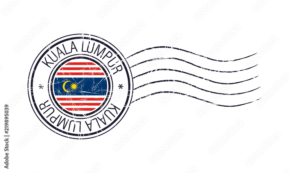 Naklejka premium Kuala Lumpur city grunge postal stamp