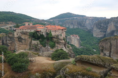 View to Monastery of Varlaam and monastery of Roussanou, Meteora, Greece