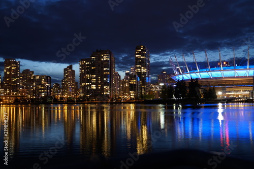 Amazing Night View at False Creek Vancouver BC Canada