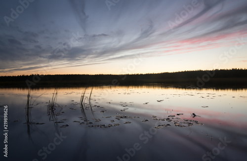 River in sweden in sunset after a late summers day