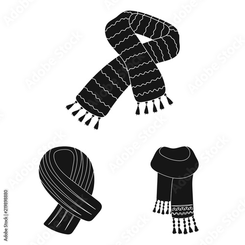 Scarf and Shawl black icons in set collection for design.Clothes and Accessory vector symbol stock web illustration.