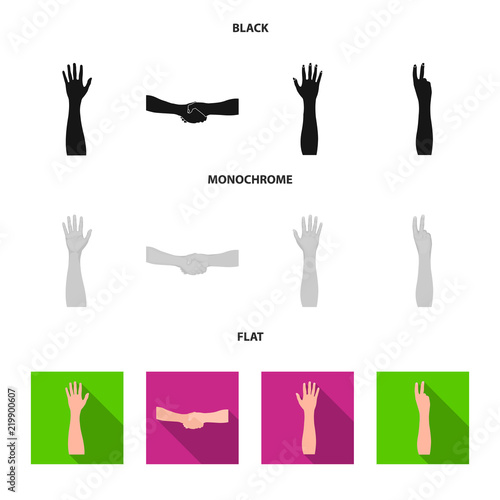 Sign Language black, flat, monochrome icons in set collection for design.Emotional part of communication vector symbol stock web illustration.