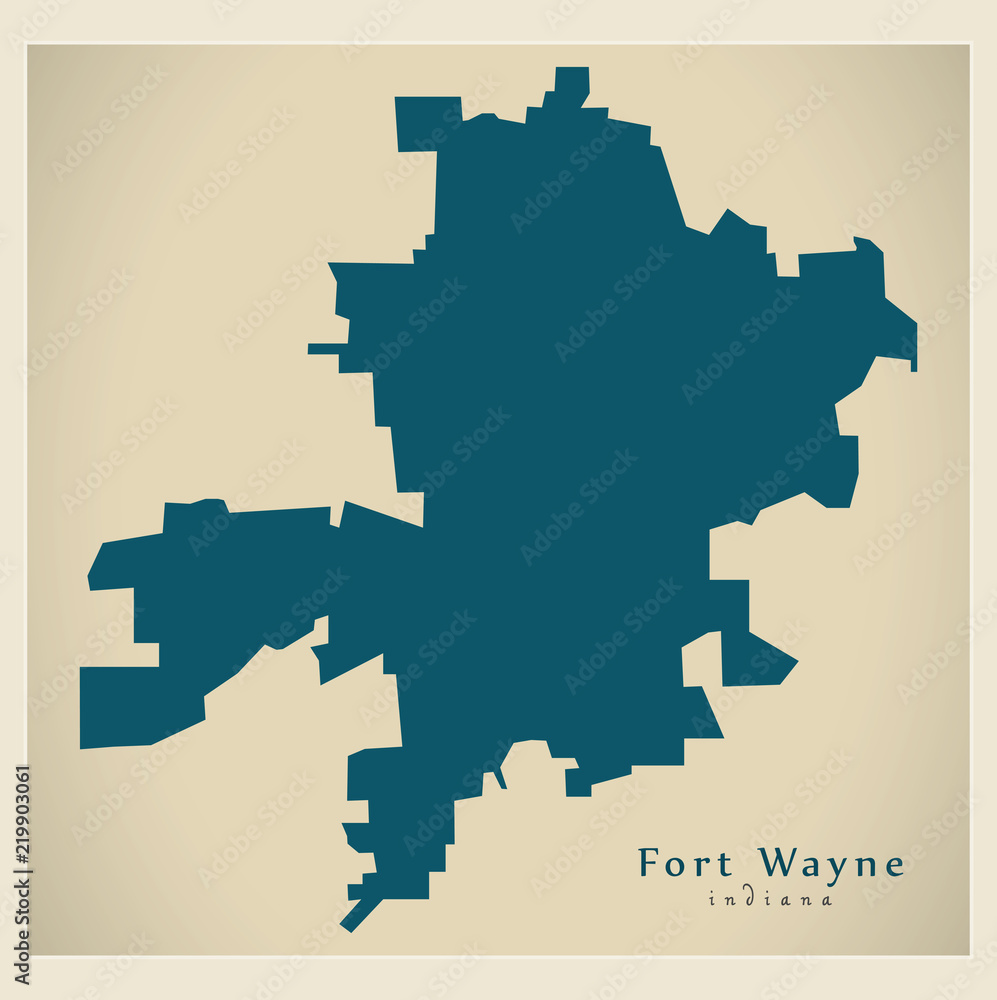Modern City Map - Fort Wayne Indiana city of the USA