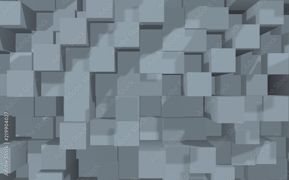 Abstract gray elegant cube geometric background. Chaotically advanced rectangular bars. 3D Rendering, 3D illustration Abstract gray elegant cube geometric background. Chaotically advanced rectangular bars. 3D Rendering, 3D illustration