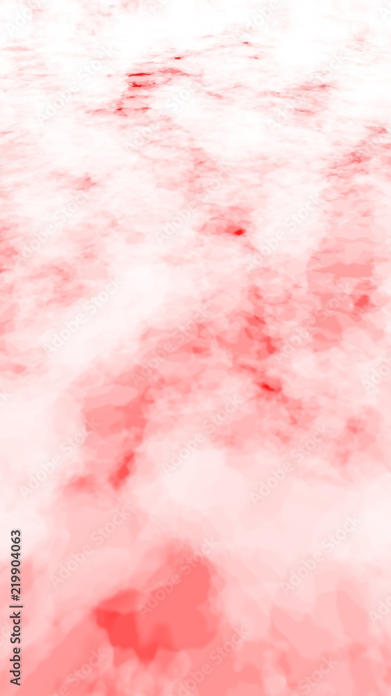 Background of abstract white color smoke isolated on red color background. The wall of white fog. 3D illustration