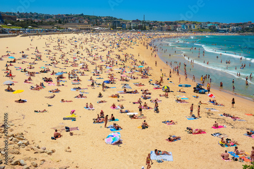 Bondi Beach full of tourists for vacation  Sydney  Australia