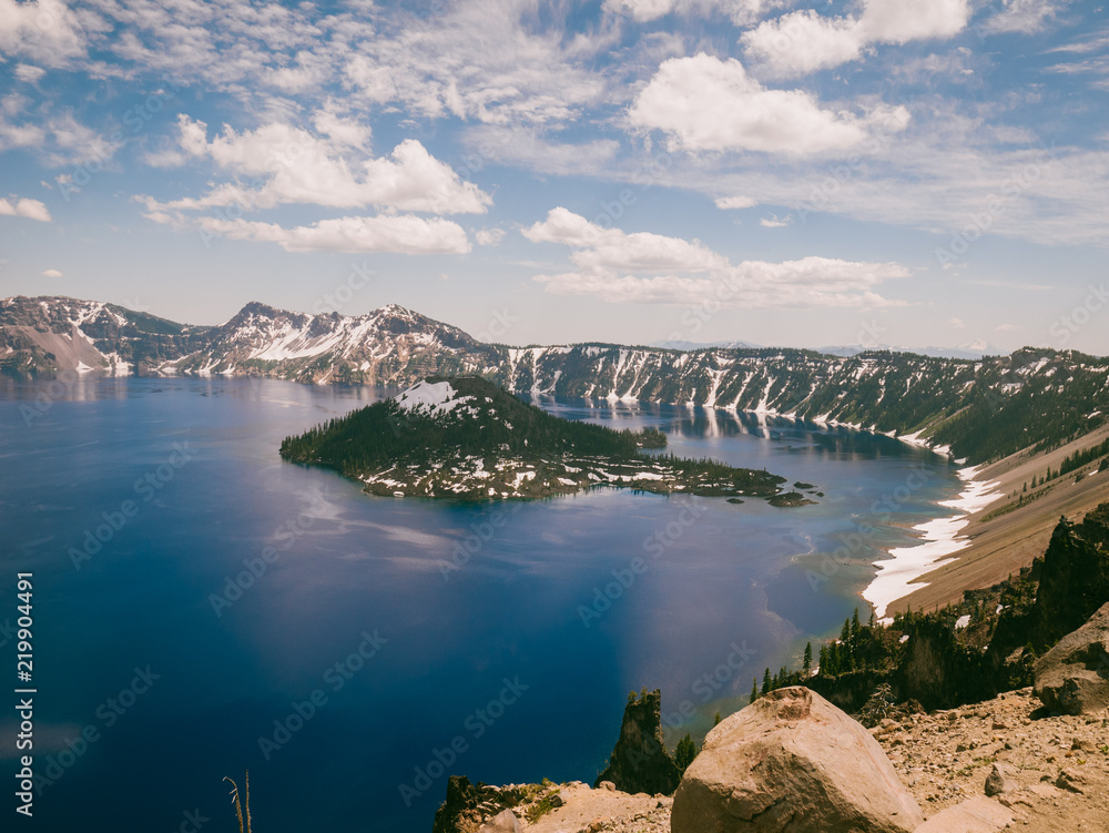Crater Lake National Park Wizard Island Oregon Snow Aerial Drone