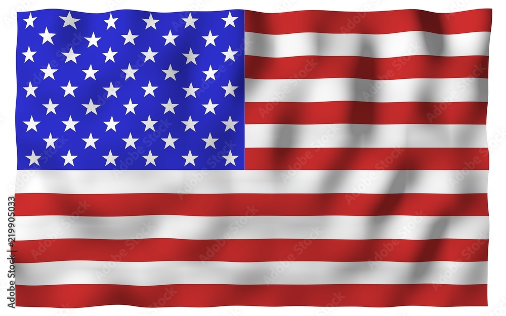 Fototapeta premium Waving flag of the United States of America. Stars and Stripes. State symbol of the USA. 3D illustration