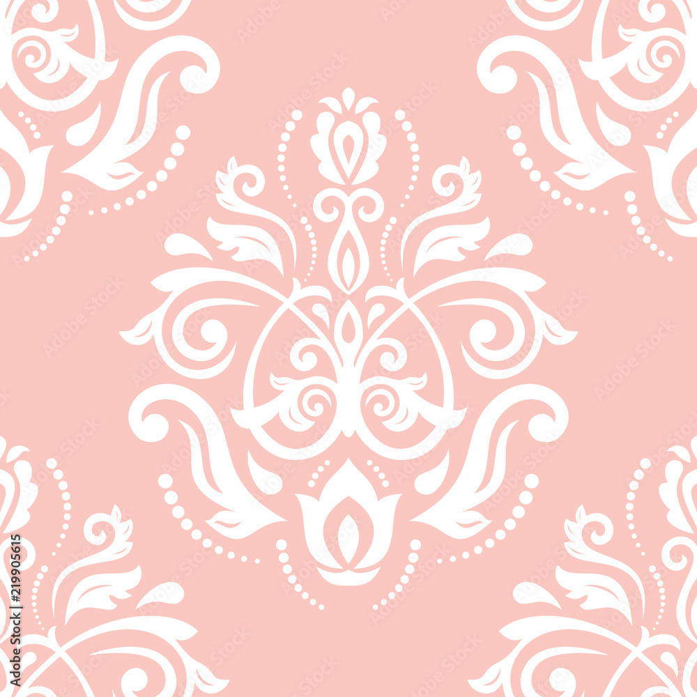 Orient classic pattern. Seamless abstract background with repeating elements. Orient white and pink background