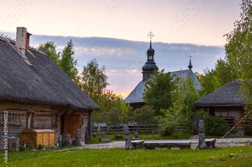 Belarus village of the 18th century wooden in Azjarco village, Minsk region, Belarus photo