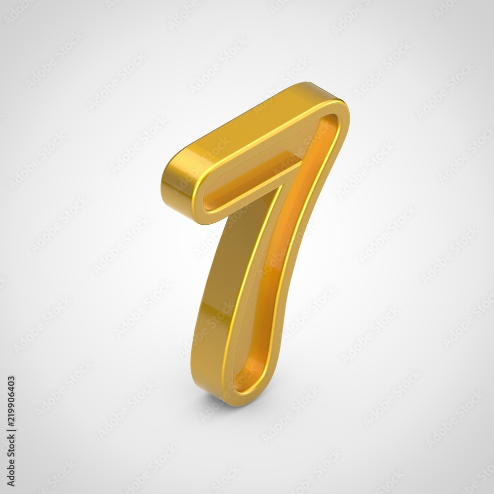Golden number 7 isolated font on white background. Golden number 7 isolated font on white background.