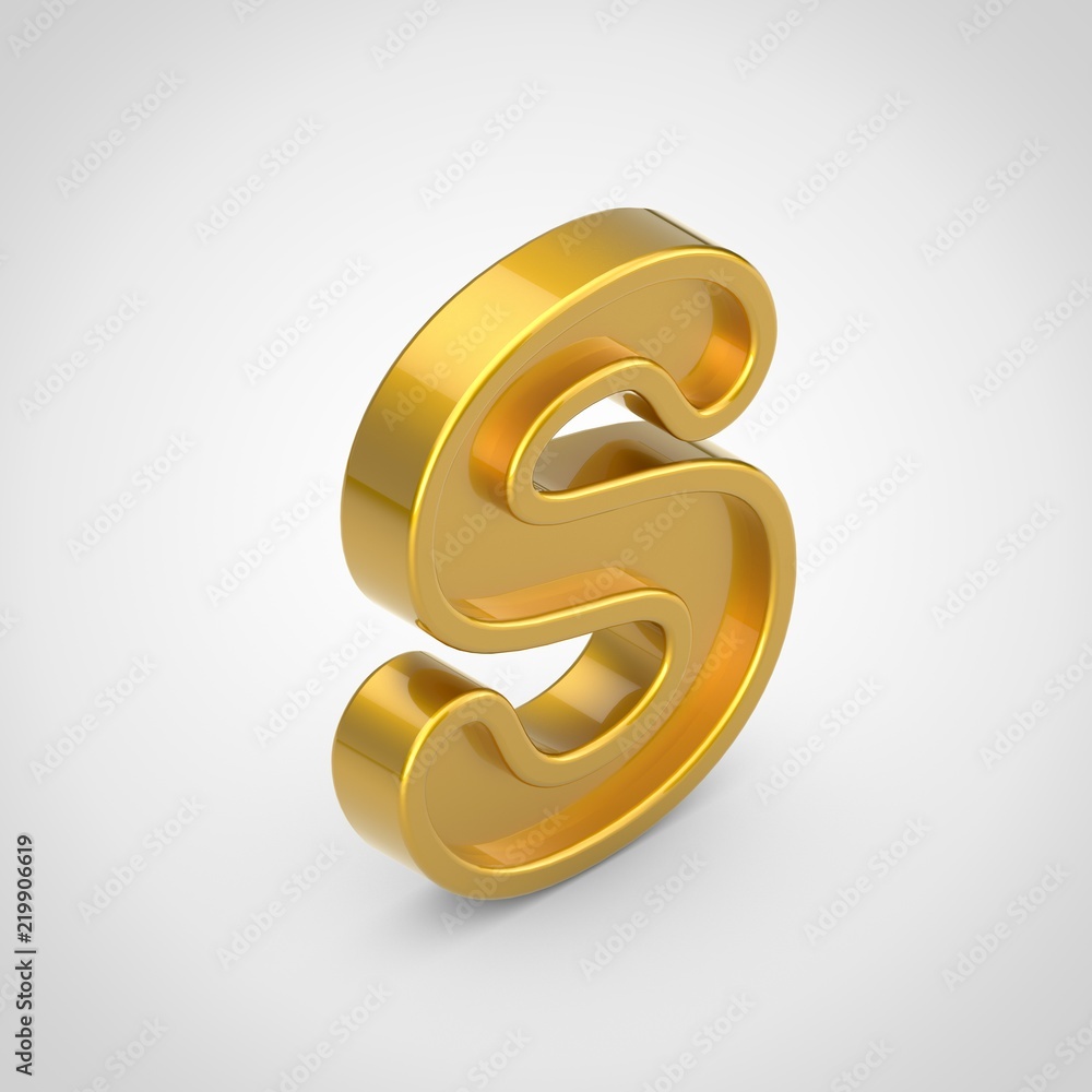 Golden letter S uppercase isolated on white background. Golden letter S uppercase isolated on white background.