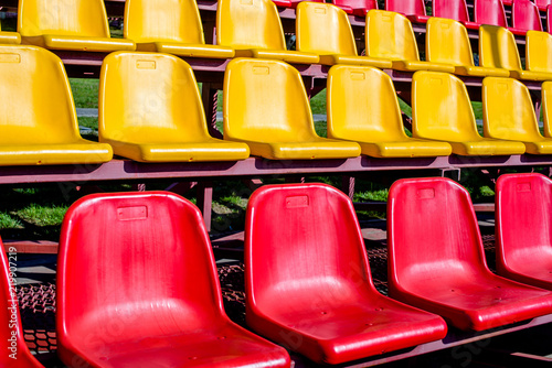 Plastic seat spectator stands for the football stadium 