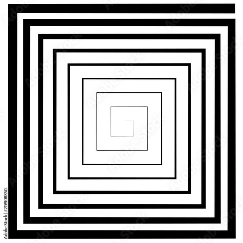 Square spiral, maze, vector optical illusiondepth effect, logo template, tattoo