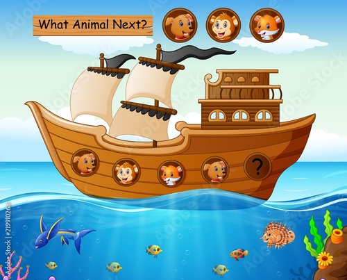 Wood boat sailing with animals theme