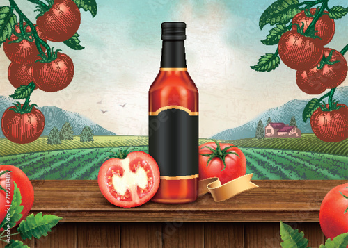 Ketchup retro ads with blank label