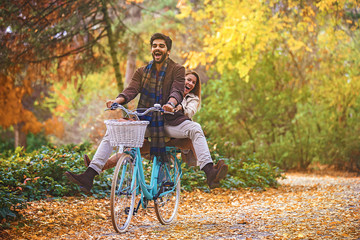 Couple enjoying fall