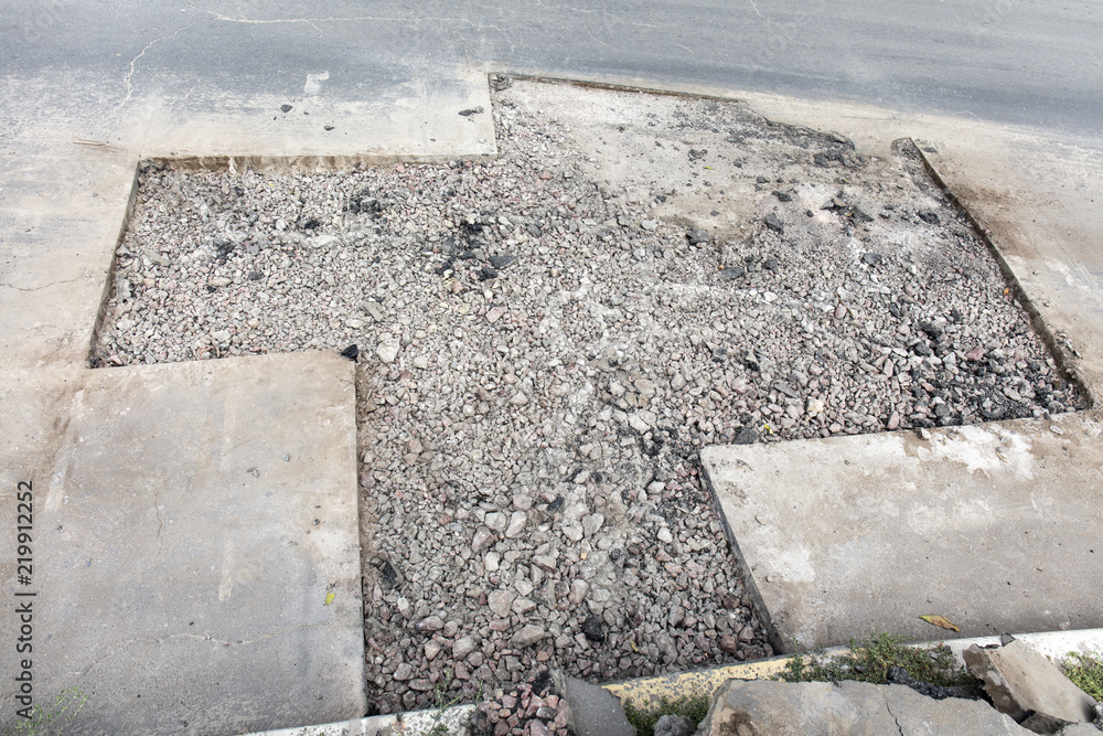 bad asphalt road, repair of asphalt road, pit on the road bad asphalt road, repair of asphalt road, pit on the road