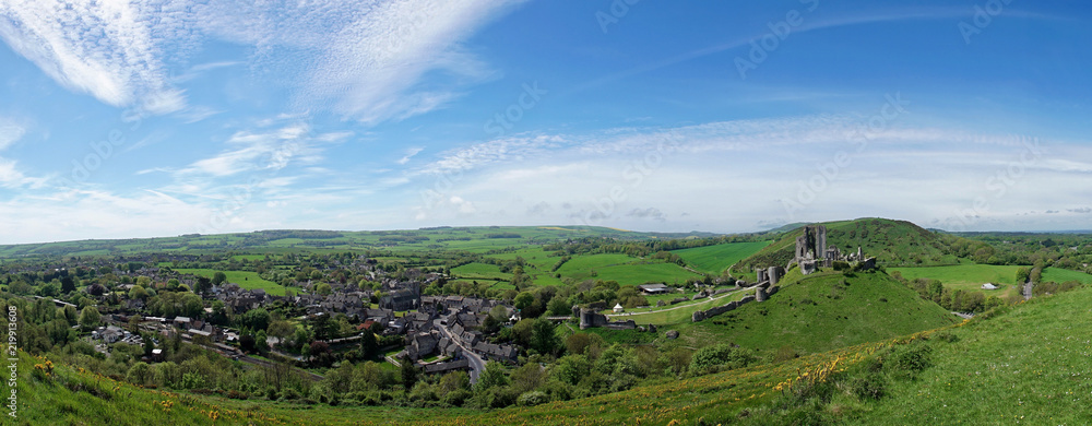 Sweeping View of Corfe Castle