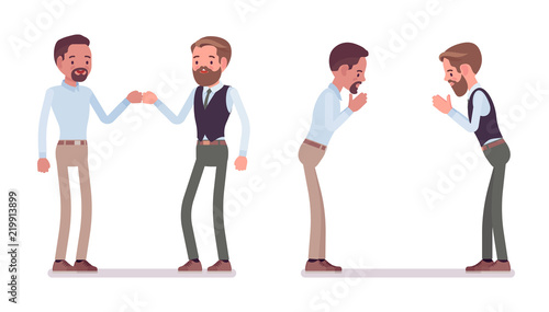 Male partners greeting