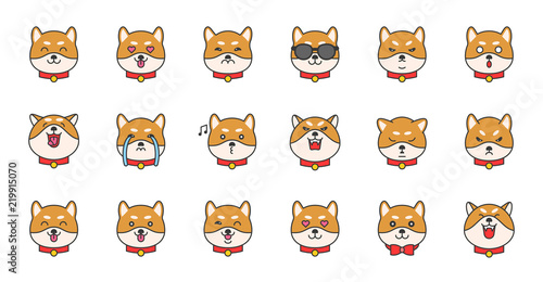 shiba inu emoticon filled outline design