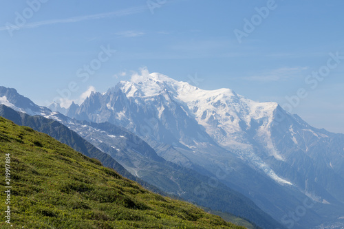 Plain facing the mont blanc