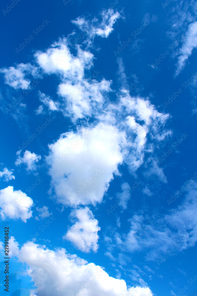 Blue sky with white clouds. Nature background