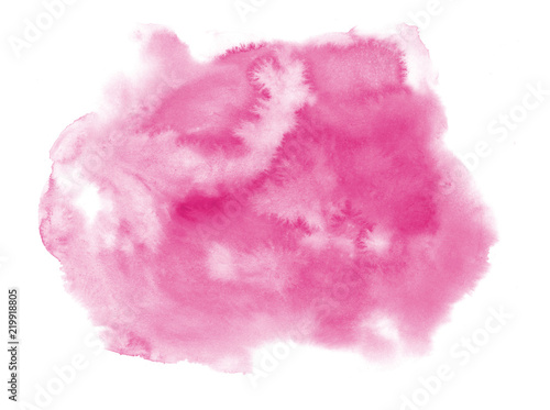 Watercolor. Abstract Pink spot on white watercolor paper.