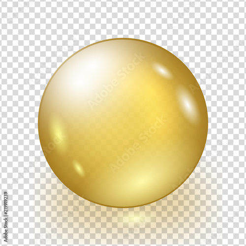 Oil gold bubble isolated on transparent background