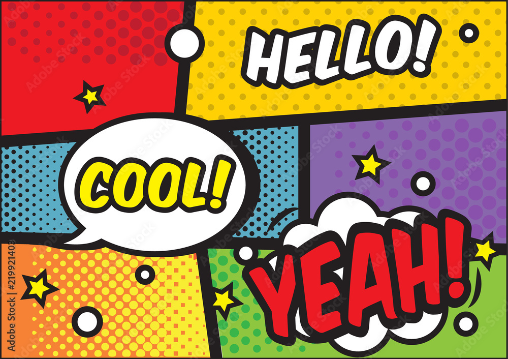 Comic book page with speech bubbles. Colorful pop art vector background