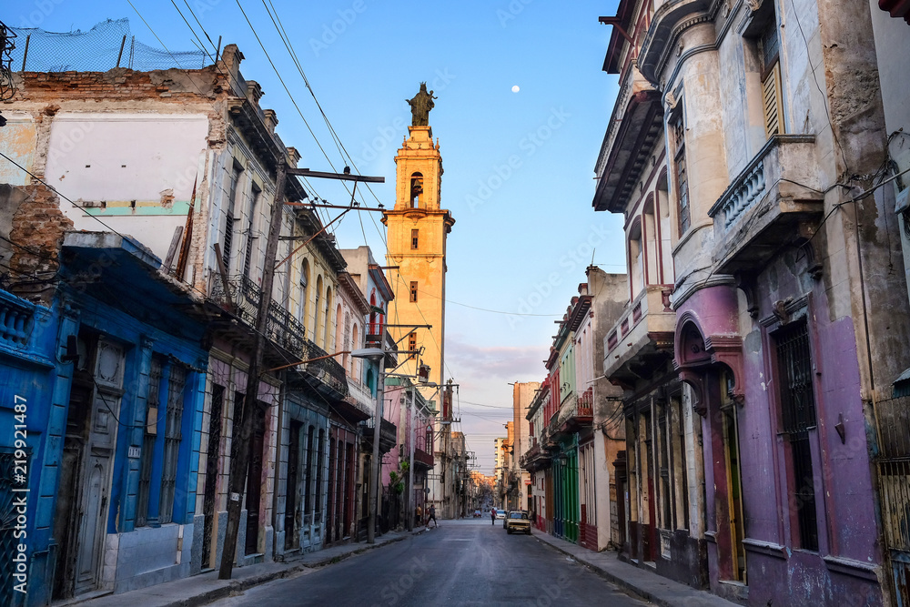 Evening street of old Havana. Cuba.