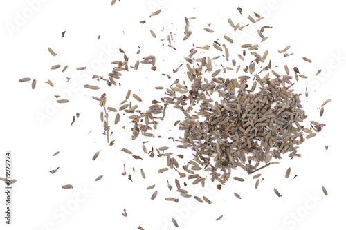Fototapeta Naklejka Na Ścianę i Meble -  Dry lavender pile isolated on white background, top view