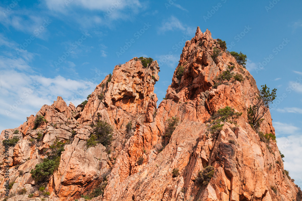 Red rocks in Calanques de Piana, Corsican