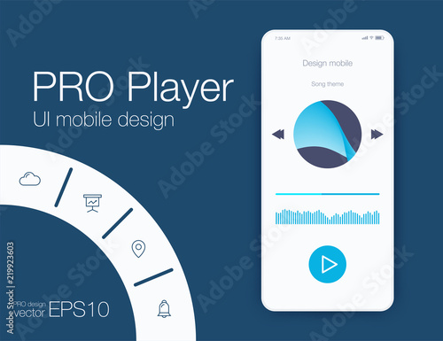 UX audio player templates. Stock vector eps10