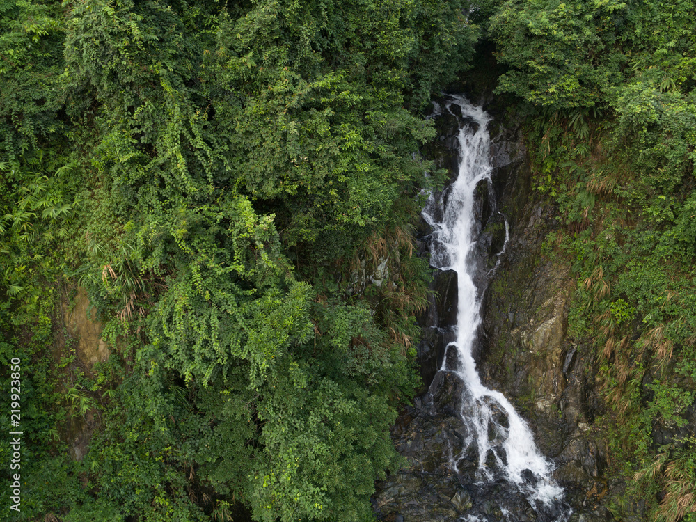 Aerial View of Waterfall in the Tropical Rainforest Mountains Aerial View of Waterfall in the Tropical Rainforest Mountains