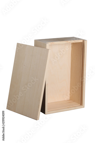 wood wine box isolated on white background with clipping path