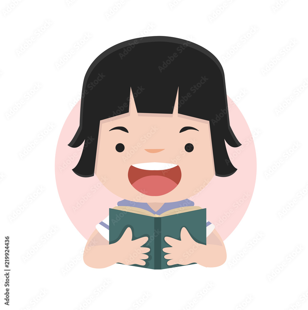 Little Girl Reading A Book vector Little Girl Reading A Book vector