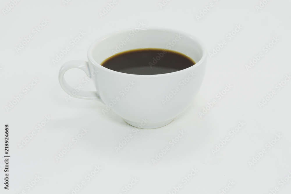 White hot coffee mug welcome to new day with great ideas,Vintage style on white background, Copy Space