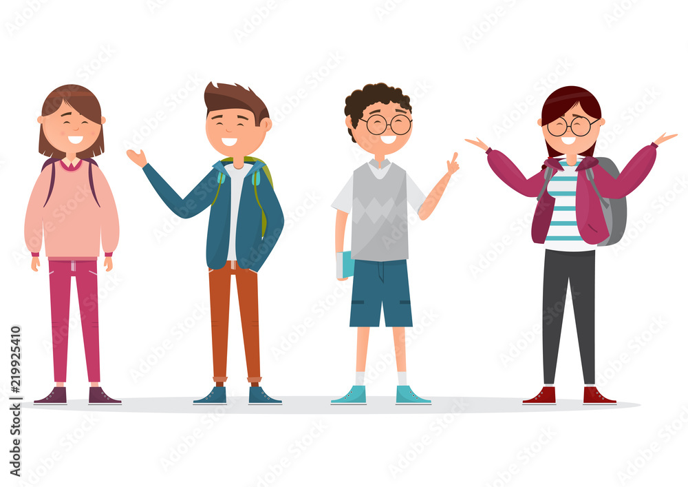 students in different character isolated on white background. students in different character isolated on white background.