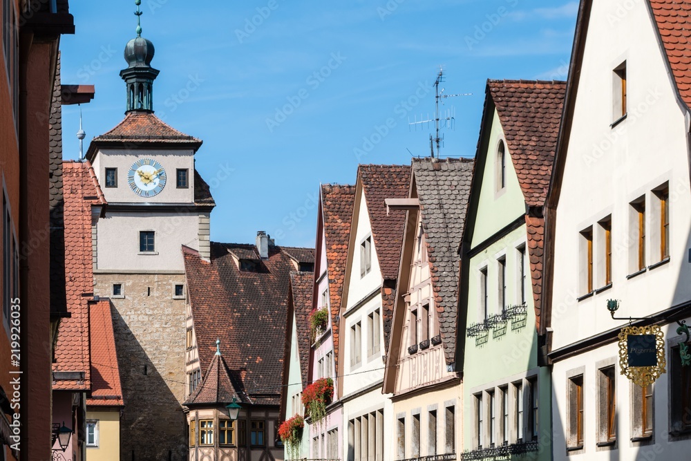 Low Angle View of Buildings in Rothenburg ob der Tauber, Germany against Sky
